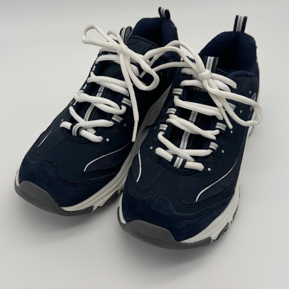 Skechers D’Lites Me Time Comfort Athletic Sneakers 11936 Navy White Womens 7.5 - Picture 3 of 11